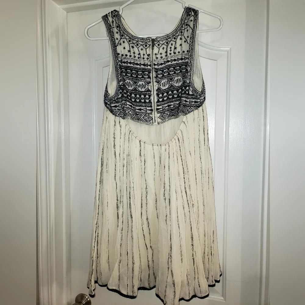 Free People Aztec Bib Dress in Ivory Beaded Embroidered - Picture 4 of 7